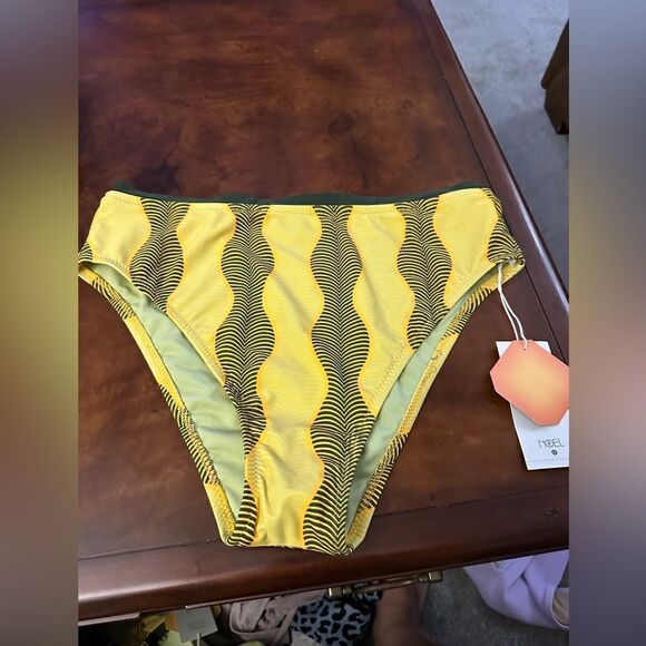 Micro Wave Print Cheeky HighWaist Bikini Bottom FeNoel xTarget Muted Geen NWT XL - Picture 8 of 8